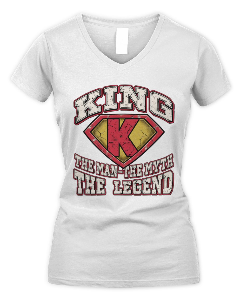 The Man The Myth The Legend Superman Graphic T-Shirt KING M1-74 / Women's V-Neck T-Shirt / white
