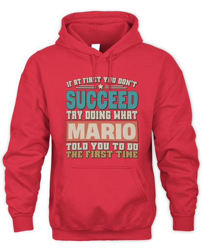 If at First You Don't Succeed Funny Vintage Shirt MARIO M1-53 / Unisex Hoodie / red