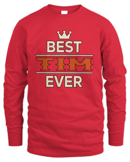 Best Your Name With Crown Shirt TIM M1-59 / Men's Long Sleeved T-Shirt / red