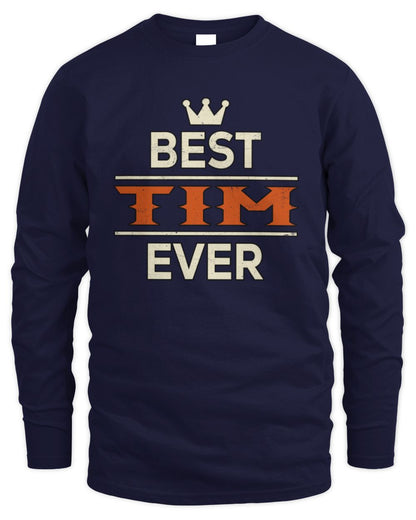 Best Your Name With Crown Shirt TIM M1-59 / Men's Long Sleeved T-Shirt / navy