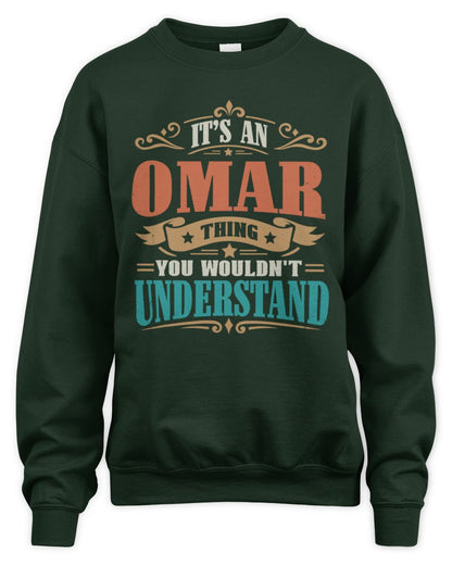 It’s a Name Thing Personalized Retro T-Shirt OMAR M1-47 / Unisex Sweatshirt / forest green