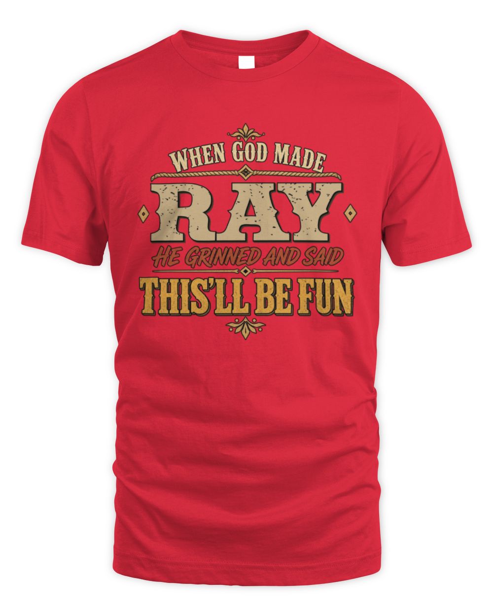 When God Made Your Name Funny Western T-Shirt RAY M1-81 / Unisex Standard T-Shirt / red