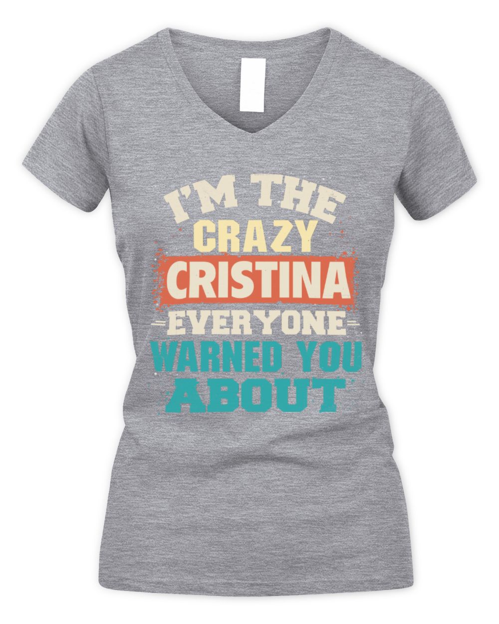 I'm the Crazy One Everyone Warned You About Retro Graphic T-Shirt CRISTINA M1-70 / Women's V-Neck T-Shirt / sport grey