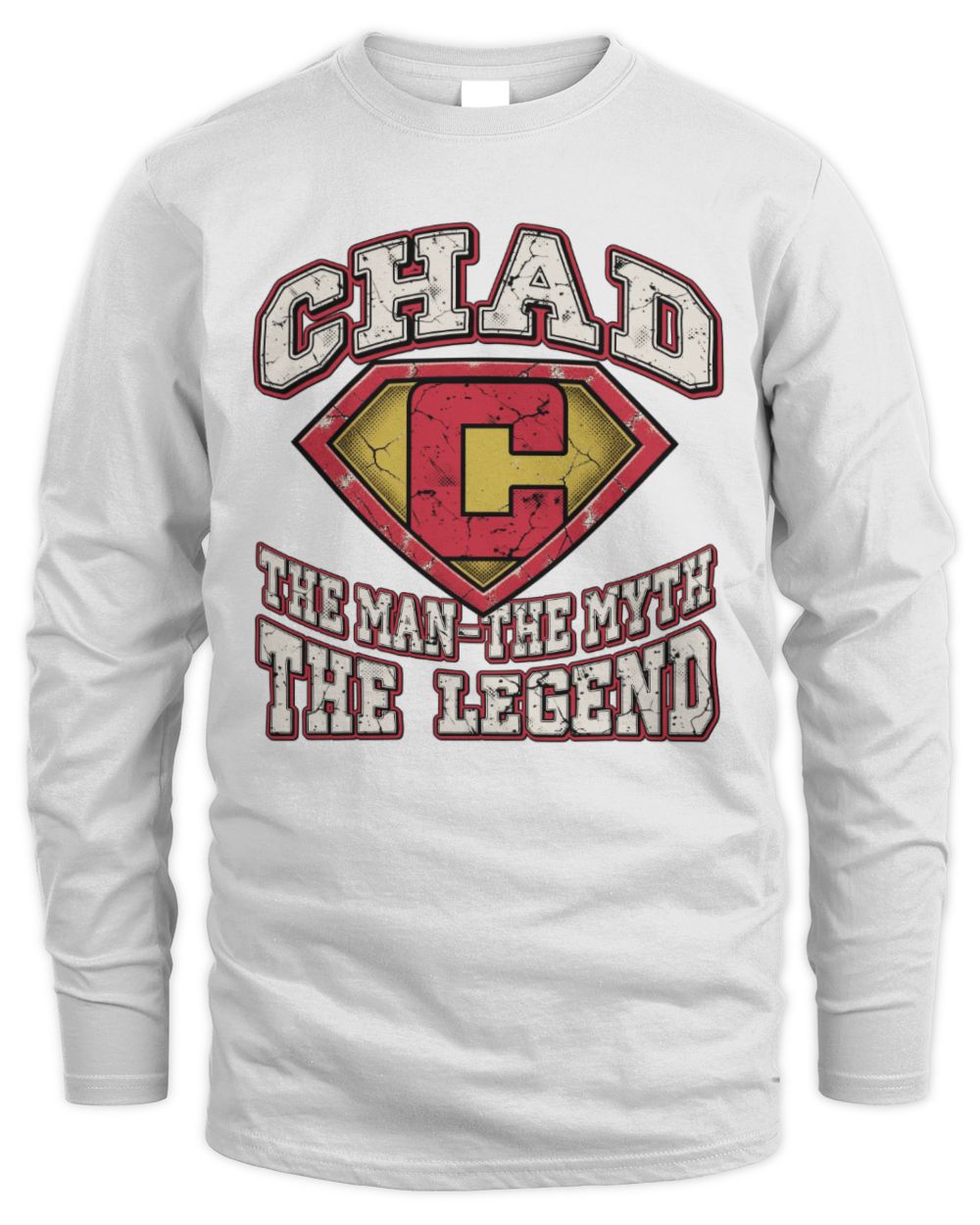 The Man The Myth The Legend Superman Graphic T-Shirt CHAD M1-74 / Men's Long Sleeved T-Shirt / white