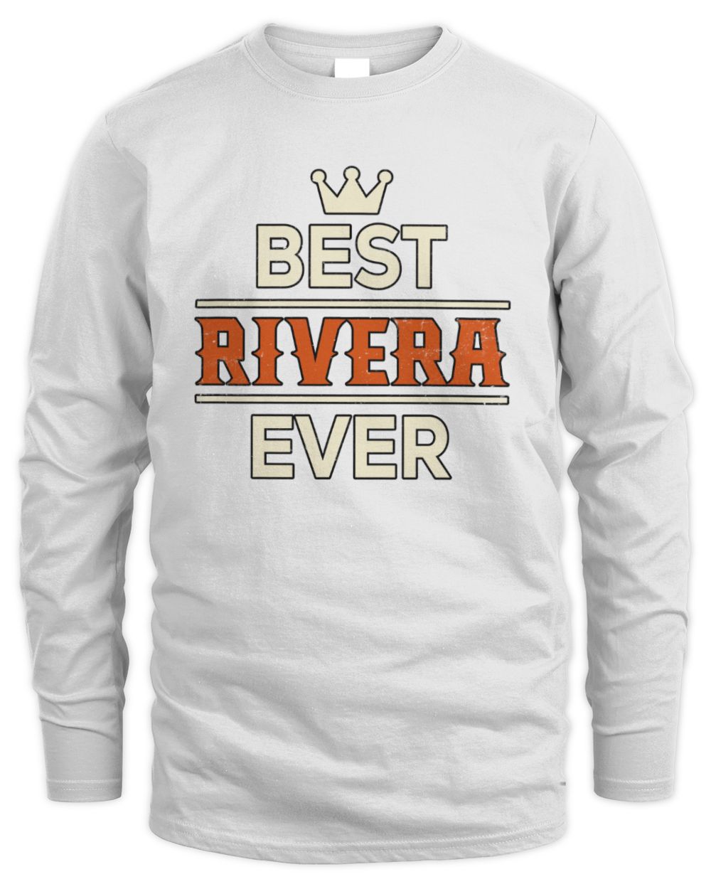 Best Your Name With Crown Shirt RIVERA M1-59 / Men's Long Sleeved T-Shirt / white
