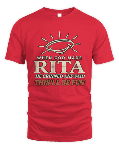 When God Made Your Name Funny Western T-Shirt T-Shirt RITA M1-S82 / Unisex Standard T-Shirt / red