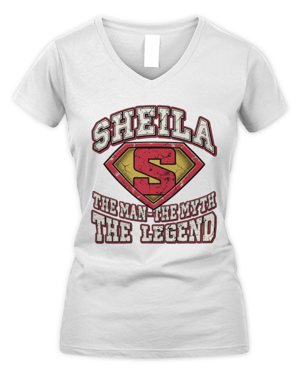 The Man The Myth The Legend Superman Graphic T-Shirt SHEILA M1-74 / Women's V-Neck T-Shirt / white
