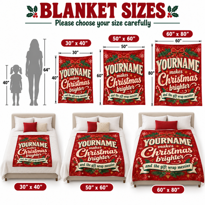 Your Name Makes Christmas Brighter And The Gift Wrap Messier - Personalized Blanket