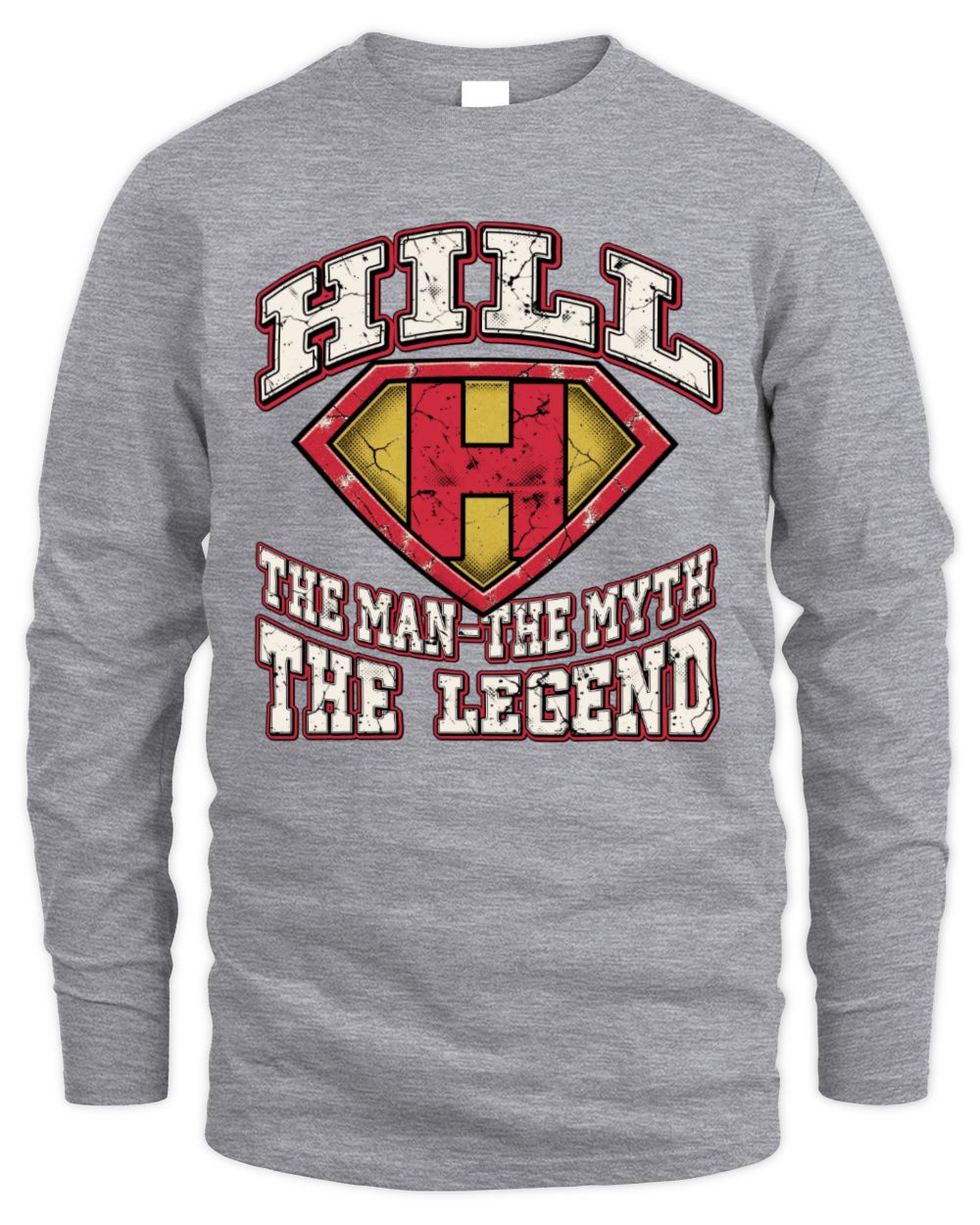 The Man The Myth The Legend Superman Graphic T-Shirt HILL M1-74 / Men's Long Sleeved T-Shirt / sport grey