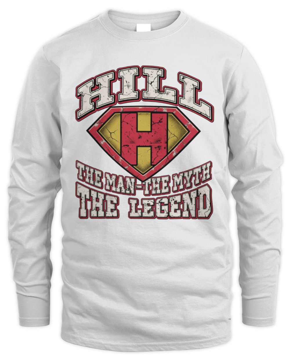 The Man The Myth The Legend Superman Graphic T-Shirt HILL M1-74 / Men's Long Sleeved T-Shirt / white