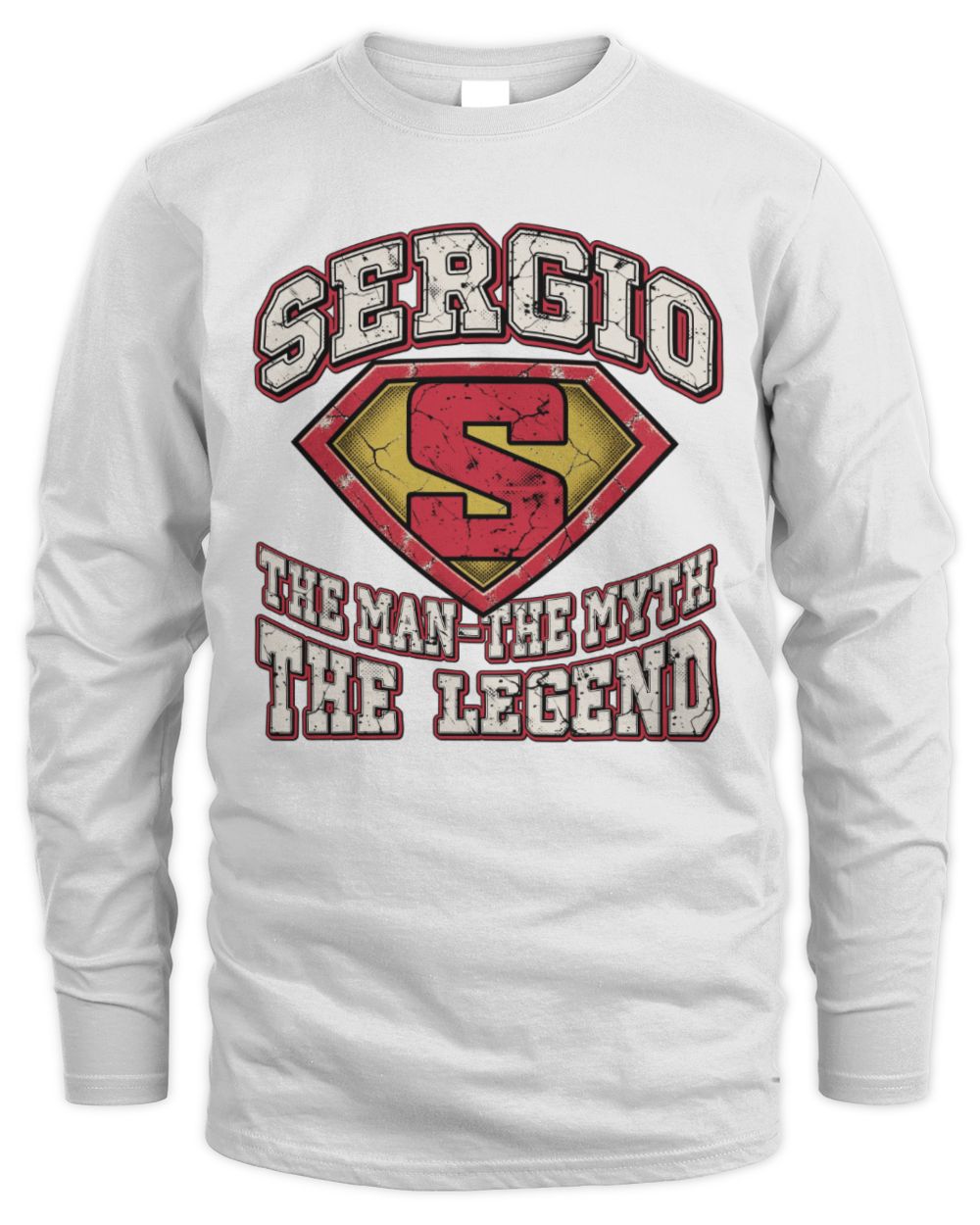 The Man The Myth The Legend Superman Graphic T-Shirt SERGIO M1-74 / Men's Long Sleeved T-Shirt / white