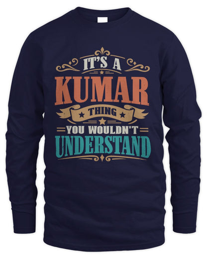 It’s a Name Thing Personalized Retro T-Shirt KUMAR M1-47 / Men's Long Sleeved T-Shirt / navy