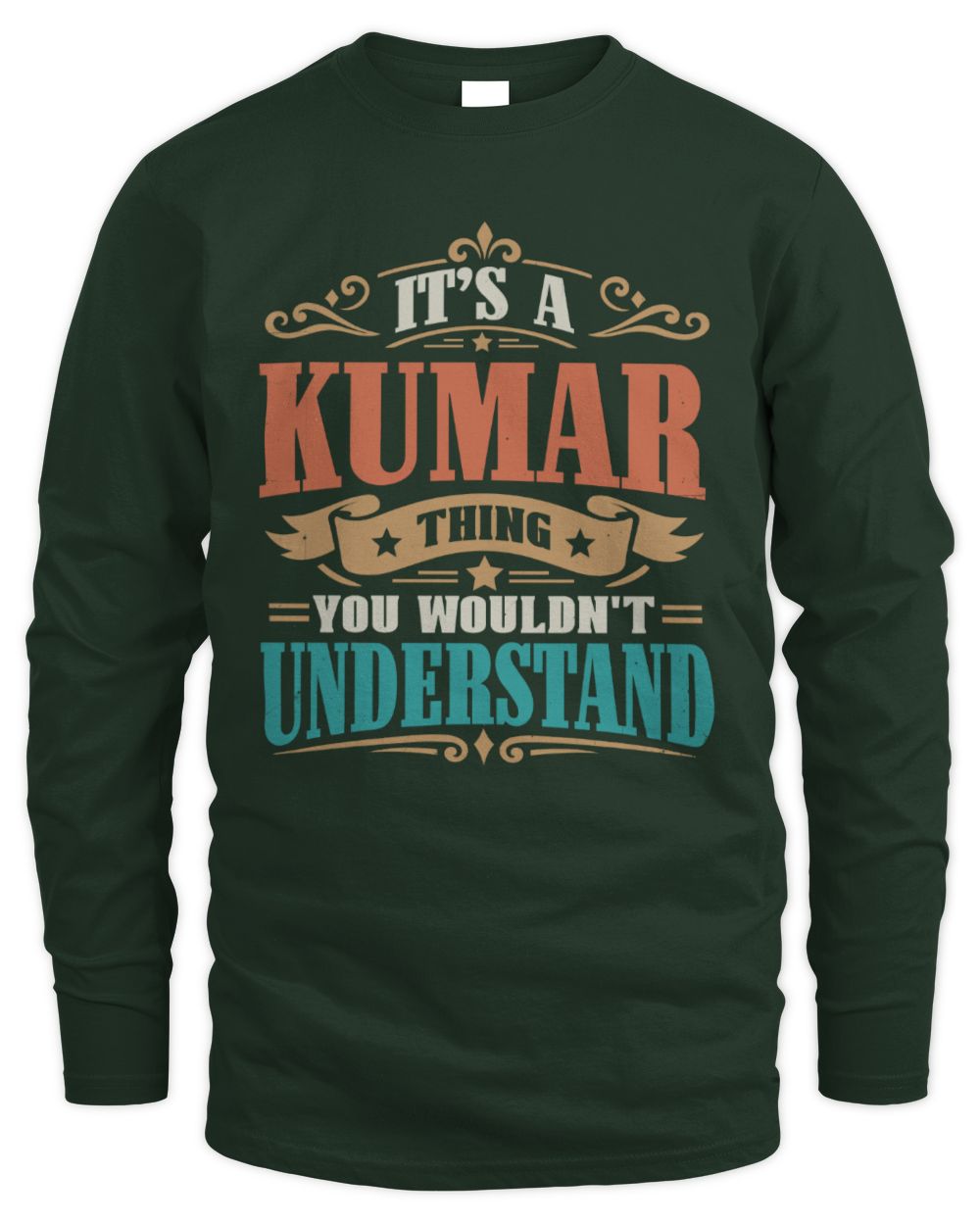 It’s a Name Thing Personalized Retro T-Shirt KUMAR M1-47 / Men's Long Sleeved T-Shirt / forest green