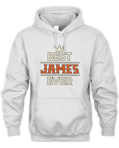 Best Your Name With Crown Shirt JAMES M1-59 / Unisex Hoodie / white