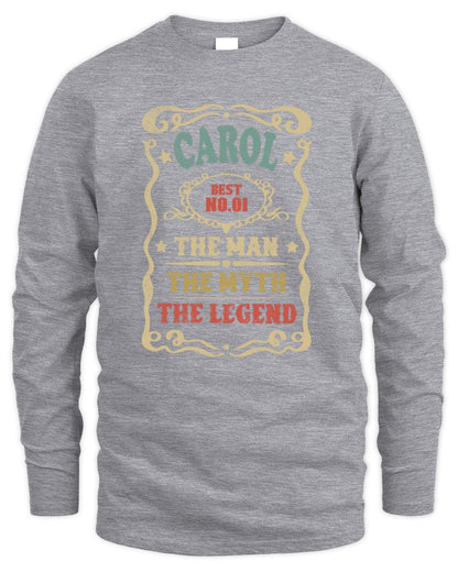 The Man The Myth The Legend Vintage Gold Wine Shirt CAROL M1-52 / Men's Long Sleeved T-Shirt / sport grey