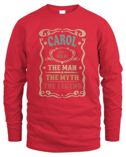 The Man The Myth The Legend Vintage Gold Wine Shirt CAROL M1-52 / Men's Long Sleeved T-Shirt / red