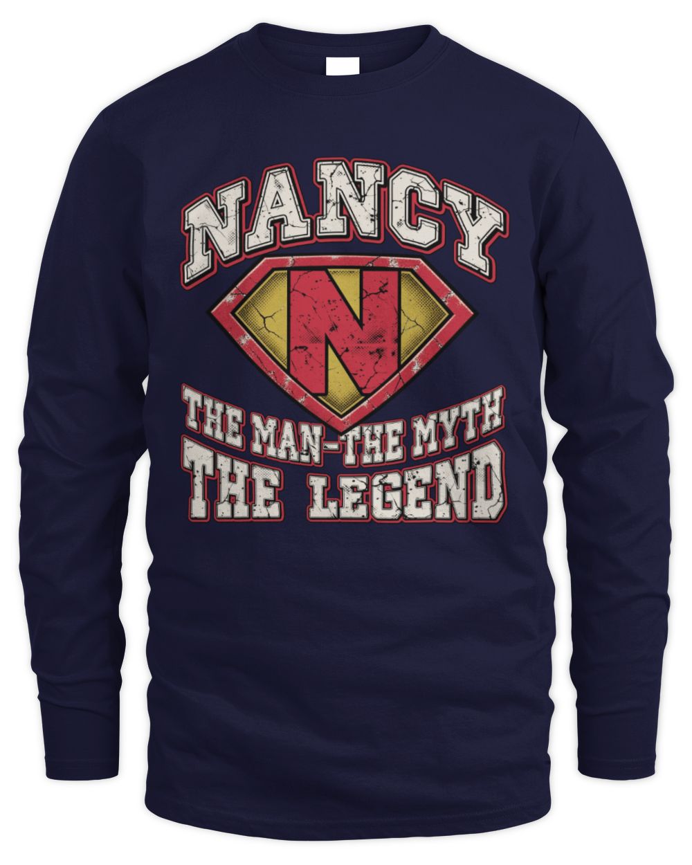 The Man The Myth The Legend Superman Graphic T-Shirt NANCY M1-74 / Men's Long Sleeved T-Shirt / navy