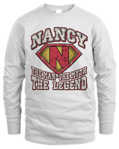 The Man The Myth The Legend Superman Graphic T-Shirt NANCY M1-74 / Men's Long Sleeved T-Shirt / white