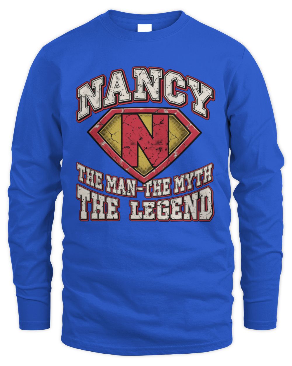 The Man The Myth The Legend Superman Graphic T-Shirt NANCY M1-74 / Men's Long Sleeved T-Shirt / royal