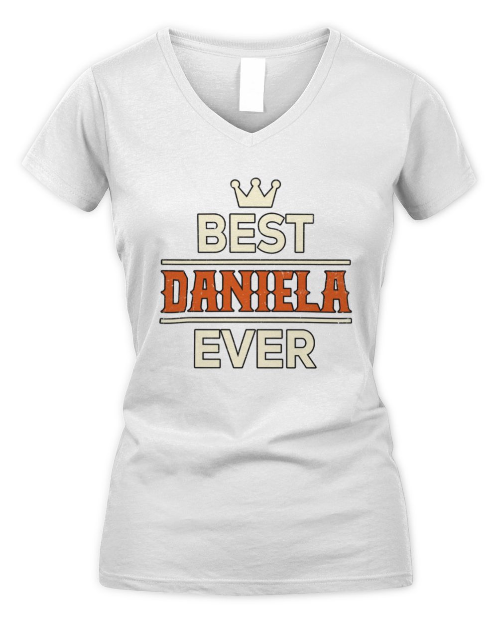 Best Your Name With Crown Shirt DANIELA M1-59 / Women's V-Neck T-Shirt / white