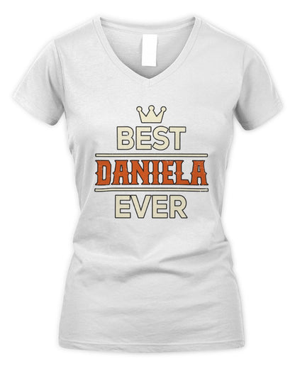 Best Your Name With Crown Shirt DANIELA M1-59 / Women's V-Neck T-Shirt / white