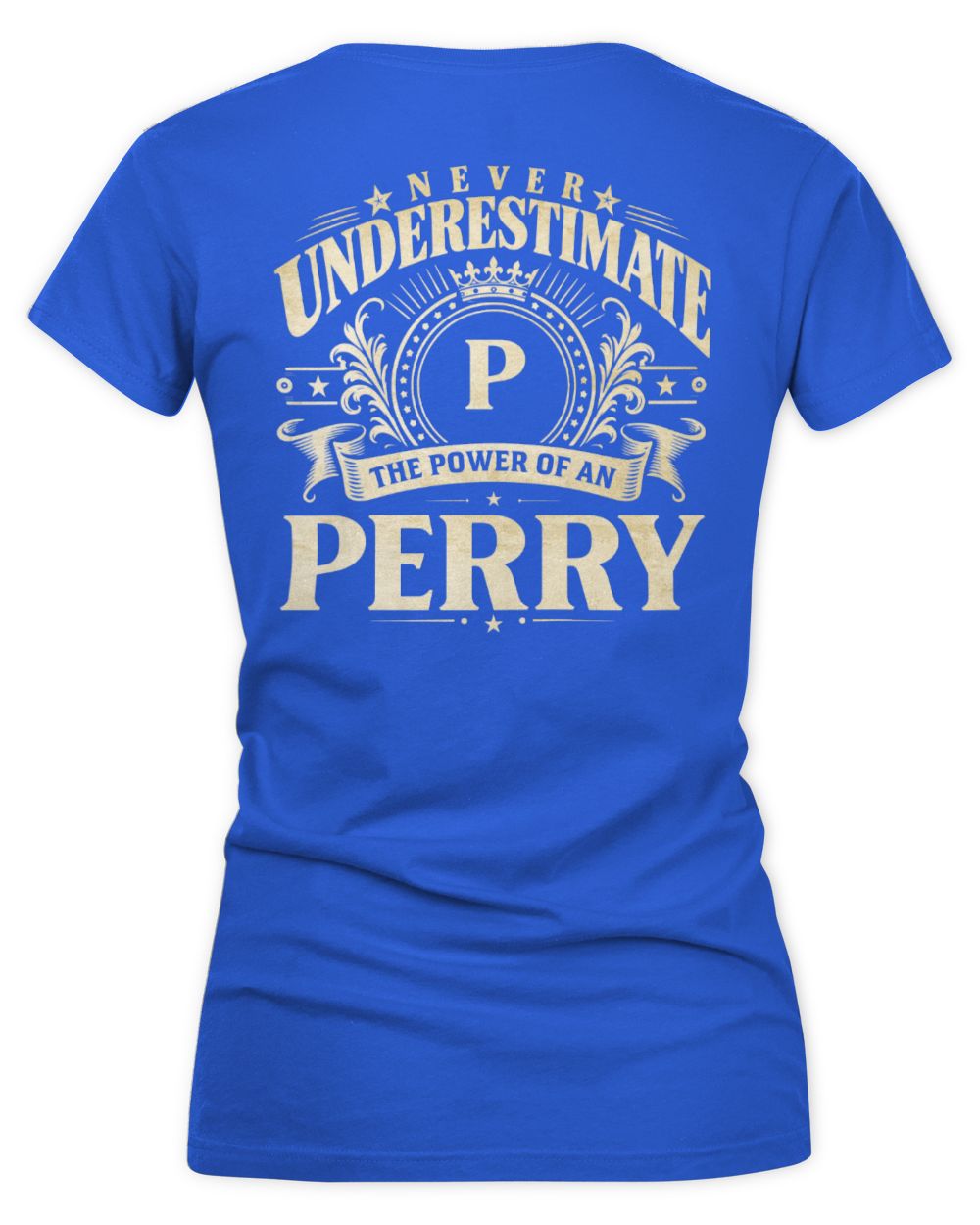 Never Underestimate Your Name Luxury Logo Shirt PERRY M1-63 / Women's V-Neck T-Shirt / royal