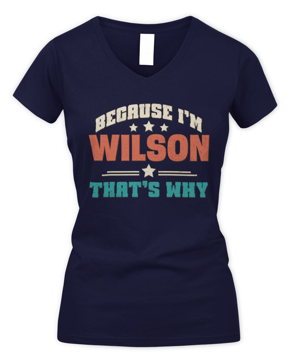 Because I'm Name That's Why Personalized Retro Shirt WILSON-49 / Women's V-Neck T-Shirt / navy