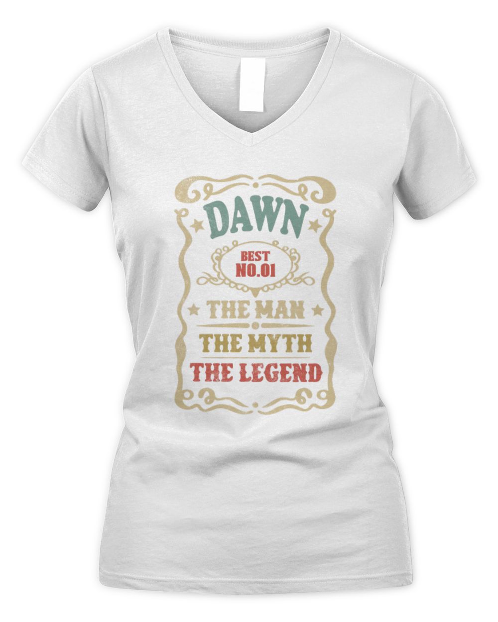 The Man The Myth The Legend Vintage Gold Wine Shirt DAWN M1-52 / Women's V-Neck T-Shirt / white