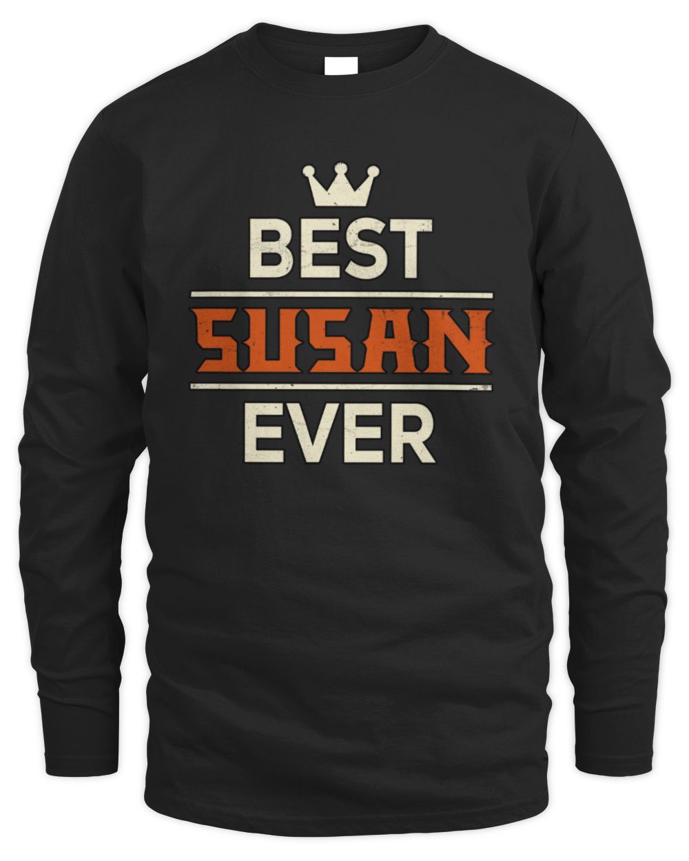 Best Your Name With Crown Shirt SUSAN M1-59 / Men's Long Sleeved T-Shirt / black