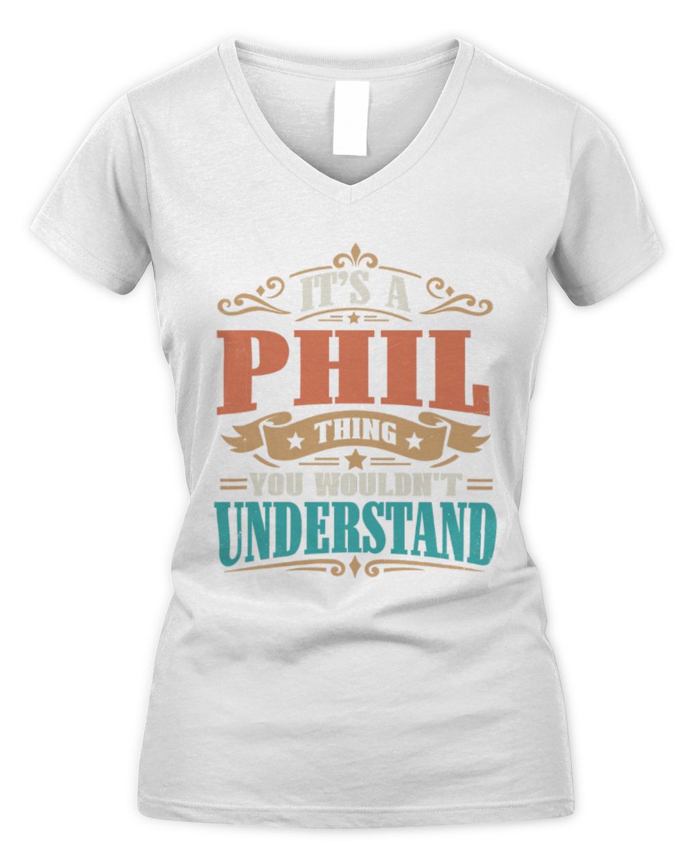 It’s a Name Thing Personalized Retro T-Shirt PHIL M1-47 / Women's V-Neck T-Shirt / white