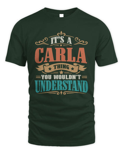 It’s a Name Thing Personalized Retro T-Shirt CARLA M1-47 / Unisex Standard T-Shirt / forest green