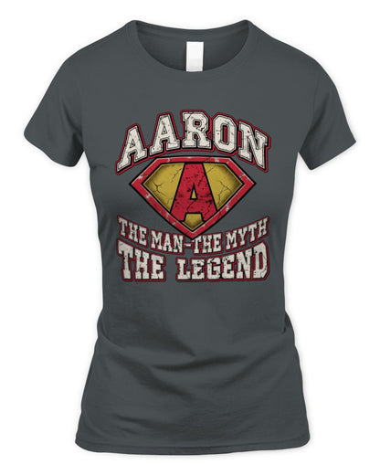 The Man The Myth The Legend Superman Graphic T-Shirt AARON M1-74 / Women's Standard T-Shirt / charcoal