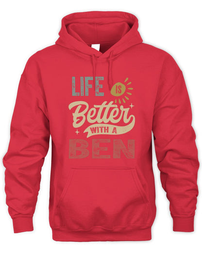 Life Is Better With a Name Personalized Retro T-Shirt BEN-48 / Unisex Hoodie / red