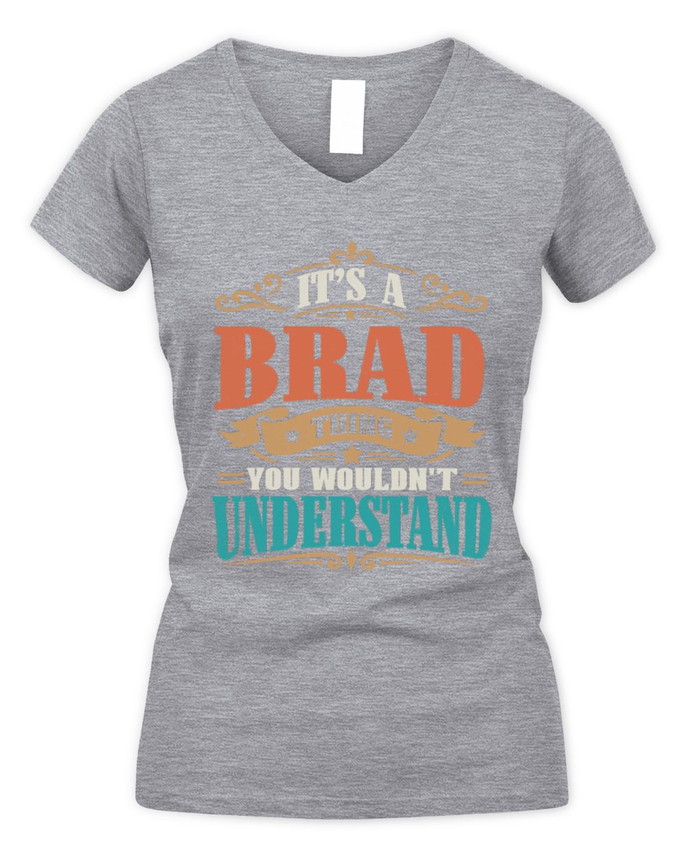 It’s a Name Thing Personalized Retro T-Shirt BRAD M1-47 / Women's V-Neck T-Shirt / sport grey