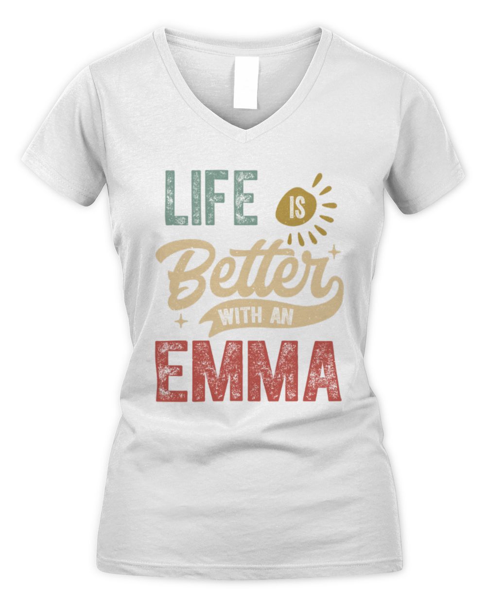 Life Is Better With a Name Personalized Retro T-Shirt EMMA-48 / Women's V-Neck T-Shirt / white