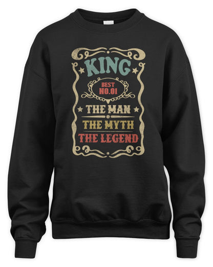 The Man The Myth The Legend Vintage Gold Wine Shirt KING M1-52 / Unisex Sweatshirt / black