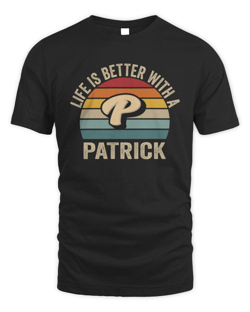 Life Is Better with Name Vintage Sun Shirt PATRICK M1-50 / Unisex Standard T-Shirt / black