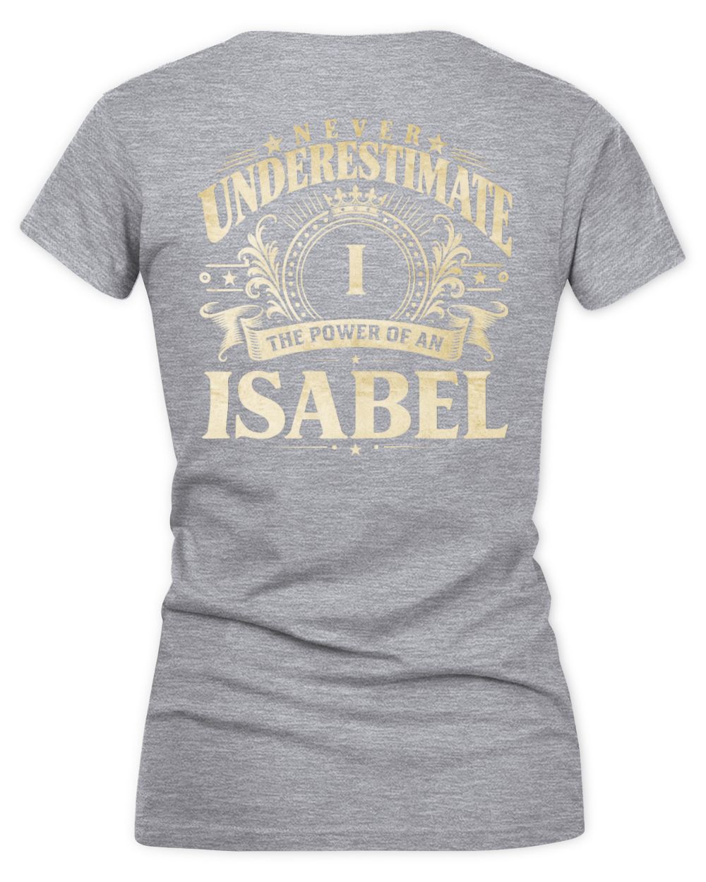 Never Underestimate Your Name Luxury Logo Shirt ISABEL M1-63 / Women's V-Neck T-Shirt / sport grey