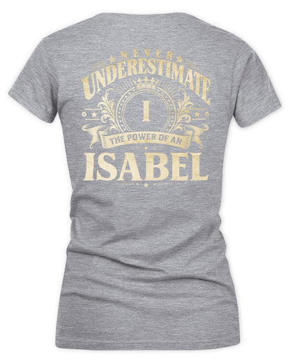 Never Underestimate Your Name Luxury Logo Shirt ISABEL M1-63 / Women's V-Neck T-Shirt / sport grey