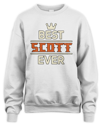 Best Your Name With Crown Shirt SCOTT M1-59 / Unisex Sweatshirt / white