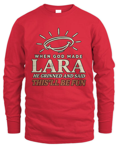 When God Made Your Name Funny Western T-Shirt T-Shirt LARA M1-S82 / Men's Long Sleeved T-Shirt / red