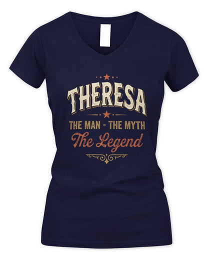 I'm Name I'm Not Rude I Just Have The Balls Funny T-Shirt THERESA M1-77 / Women's V-Neck T-Shirt / navy