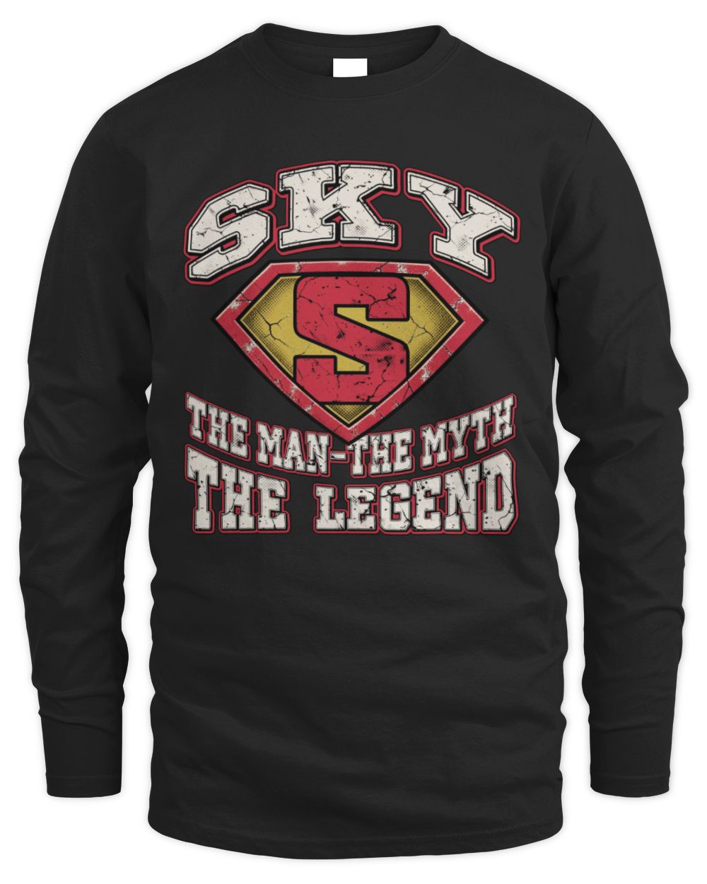 The Man The Myth The Legend Superman Graphic T-Shirt SKY M1-74 / Men's Long Sleeved T-Shirt / black