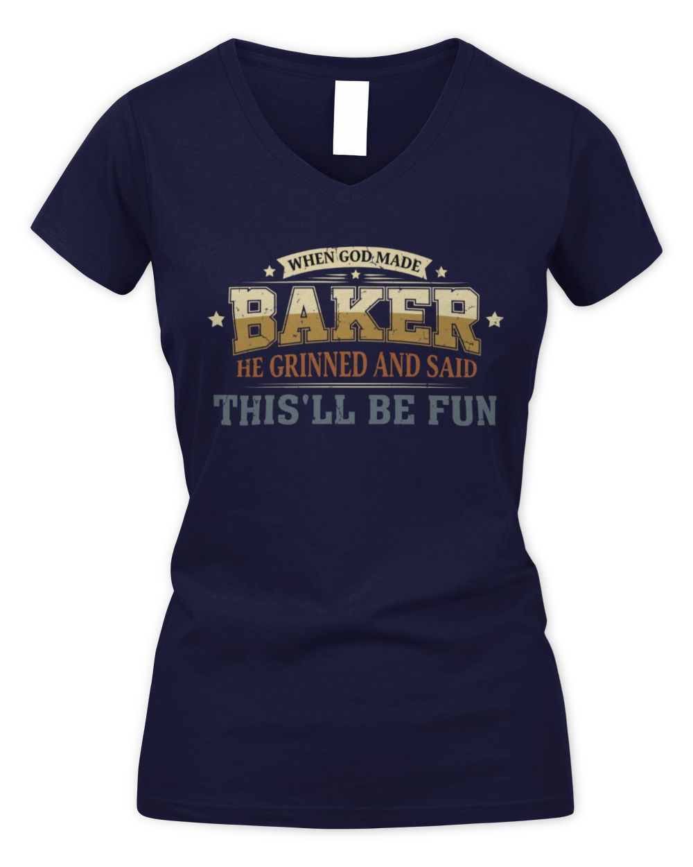 When God Made Your Name Funny Heritage T-Shirt BAKER M1-80 / Women's V-Neck T-Shirt / navy