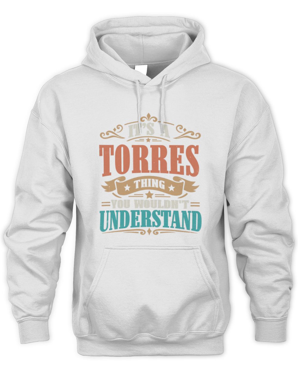 It’s a Name Thing Personalized Retro T-Shirt TORRES M1-47 / Unisex Hoodie / white