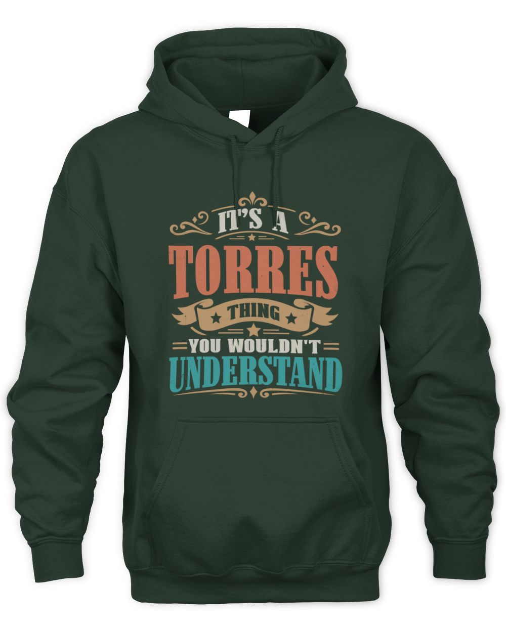 It’s a Name Thing Personalized Retro T-Shirt TORRES M1-47 / Unisex Hoodie / forest green