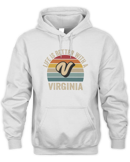 Life Is Better with Name Vintage Sun Shirt VIRGINIA M1-50 / Unisex Hoodie / white