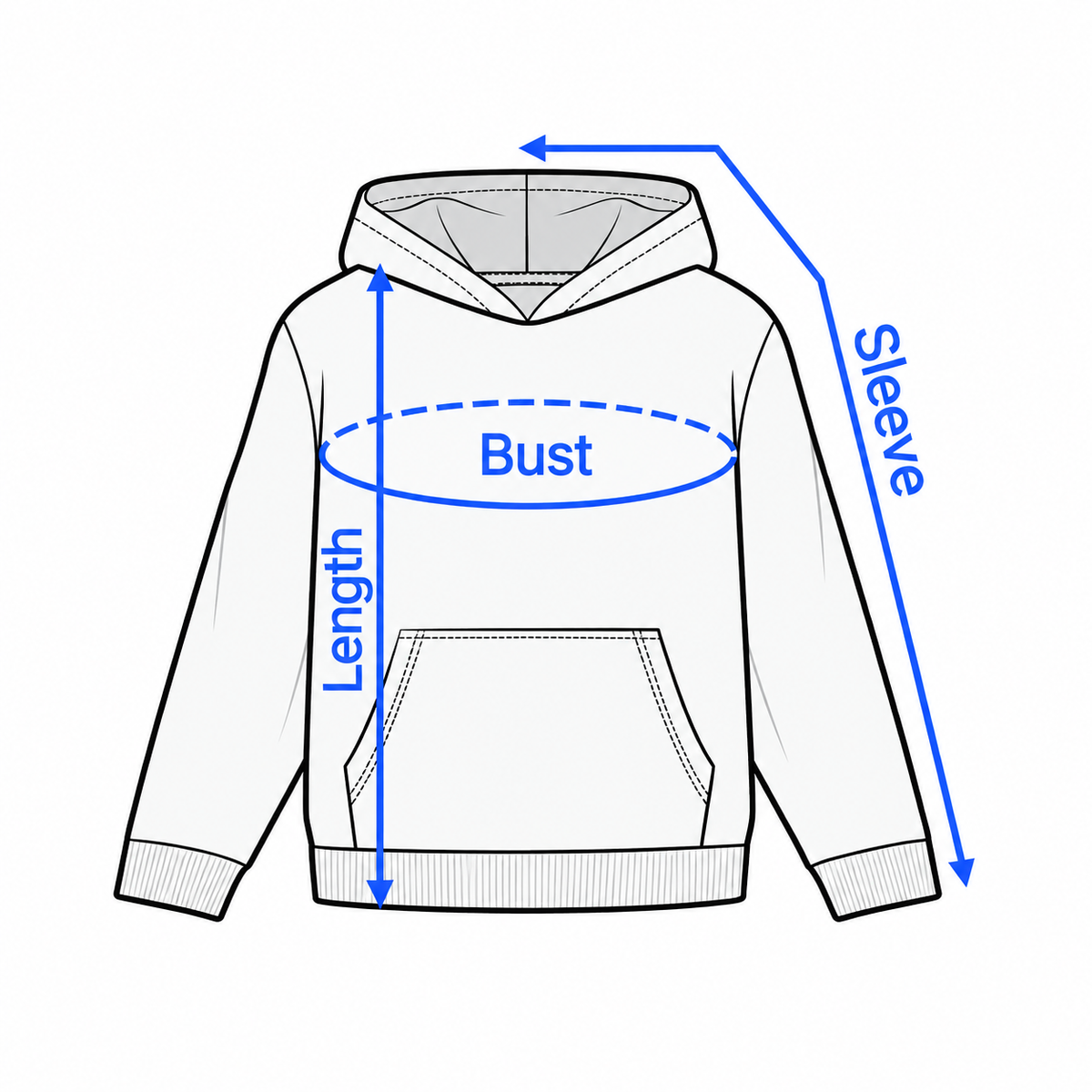 Unisex Hoodie size chart