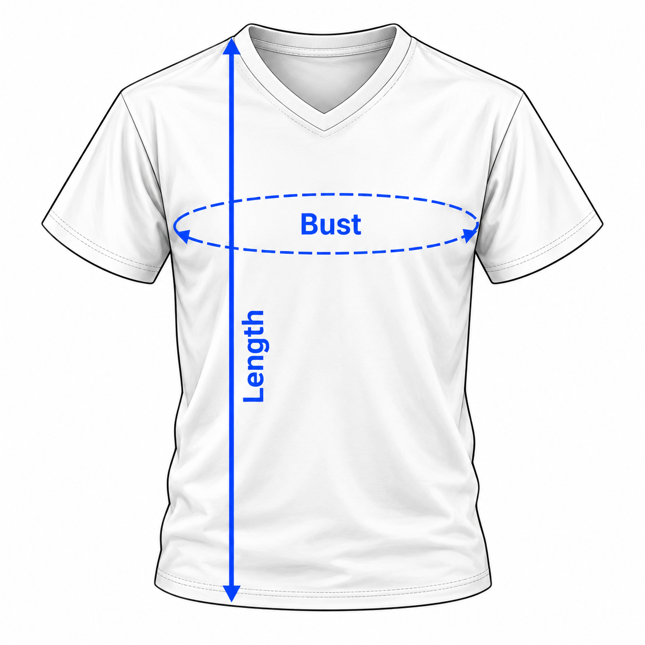 Women's V-Neck T-Shirt size chart