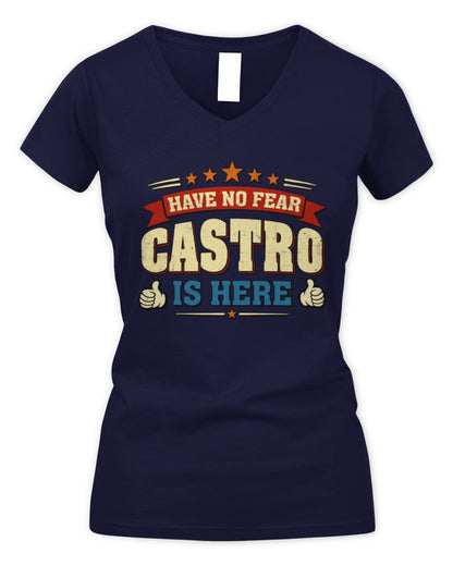 Have No Fear Your Name Is Here Cool Graphic T-Shirt CASTRO M1-71 / Women's V-Neck T-Shirt / navy